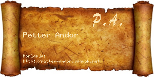 Petter Andor névjegykártya